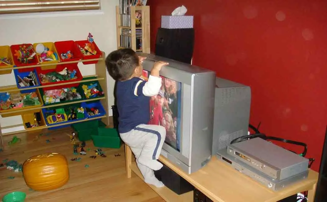 tv fell on 2 year old baby
