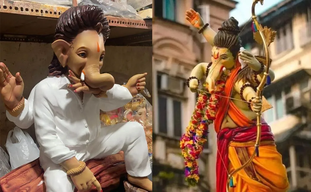 pushpa raj inspired ganpati idols