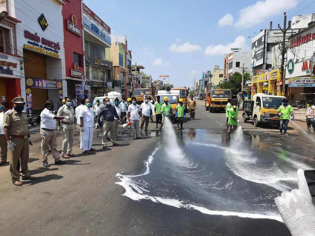  Disinfectant spray with sophisticated machinery in Chidambaram municipality