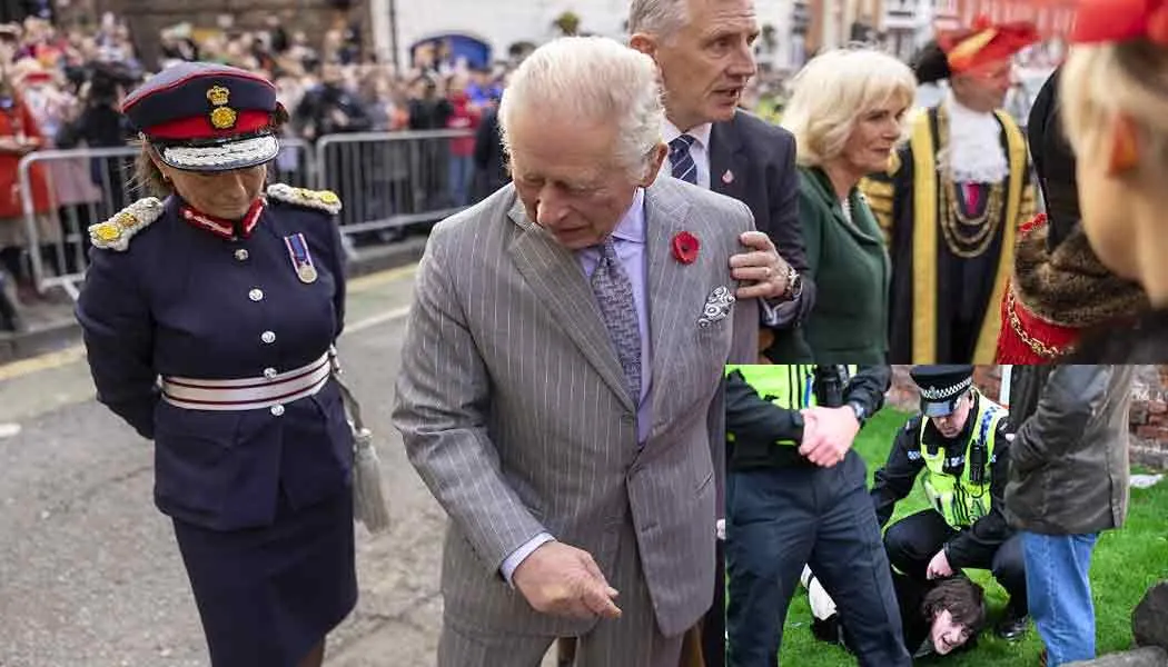 Throwing eggs at King Charles of England