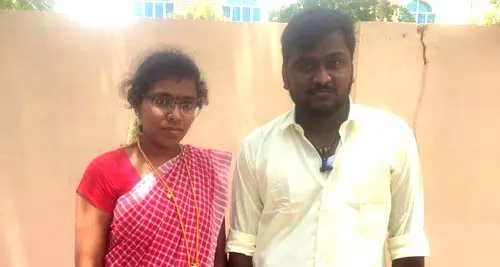 Young wedding couple