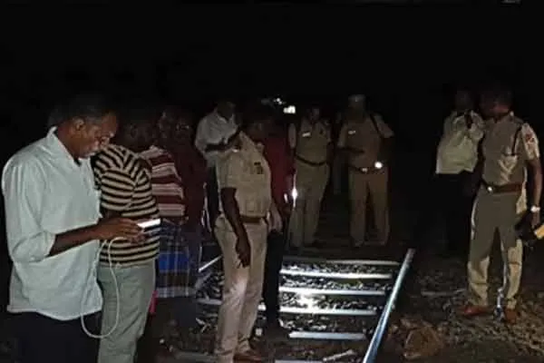 Boulders are placed on the track while the Pothigai Express train is running