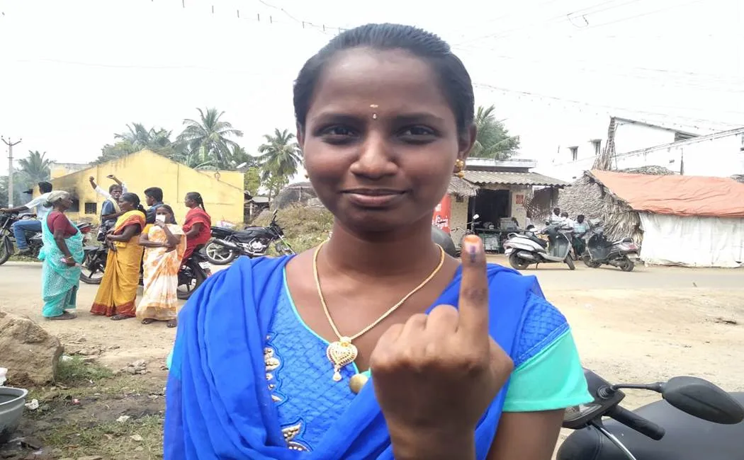 Local body election- Women celebrating taking selfie