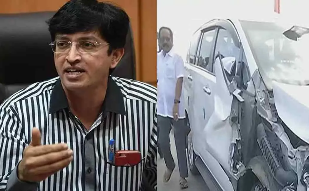 Radhakrishnan's car collides with a tourist vehicle