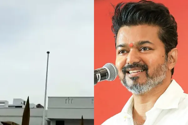 vijay hoist tvk flag works are in full swing