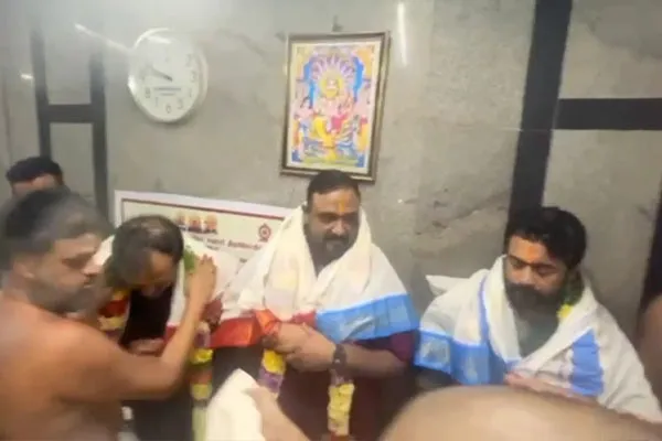 Actor Surya Swamy Darshanam at Yoga Narasimha Temple