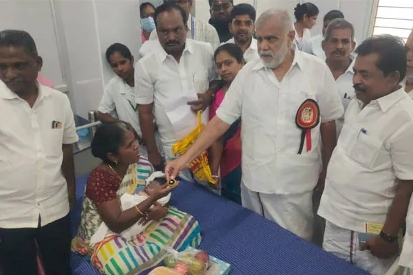 I. Periyasamy present gold rings children  occasion  Udhayanidhi birthday