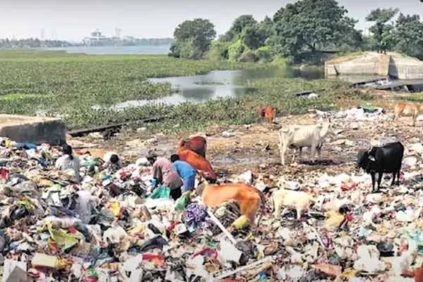 Panchayat build garbage dump drinking water lake in Perumbakkam