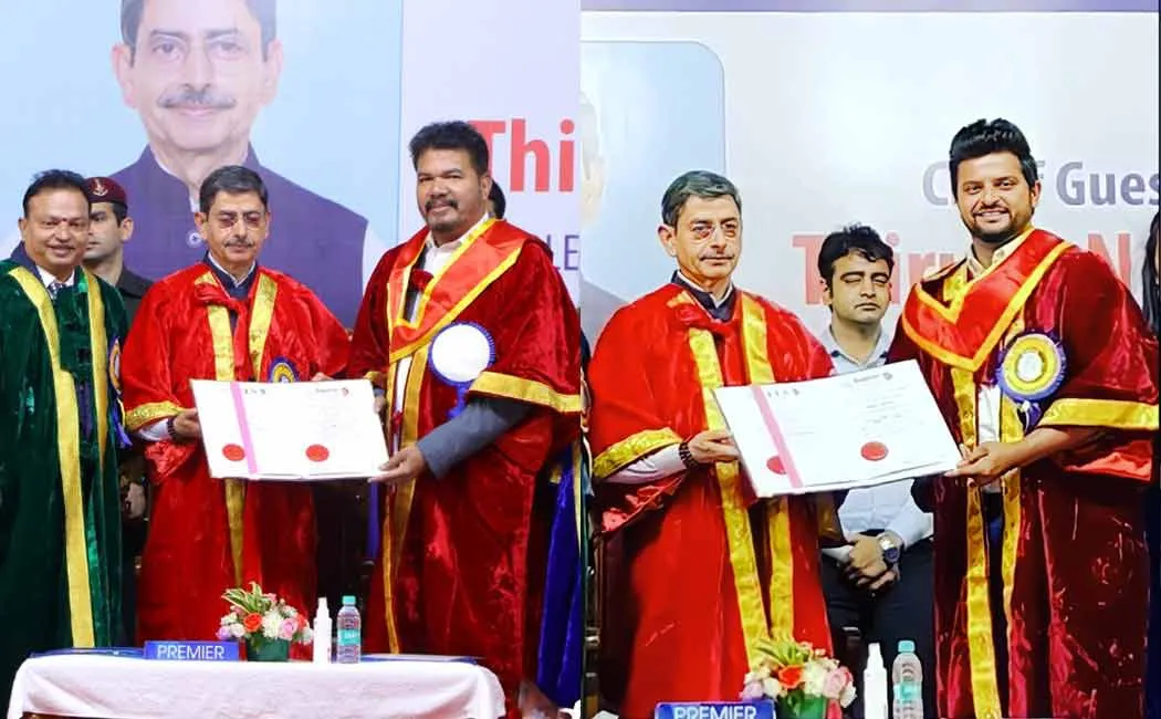 Shankar and cricketer raina received honorary doctorate 