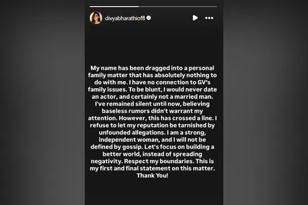 divya bharathi about gv prakash divorce issue