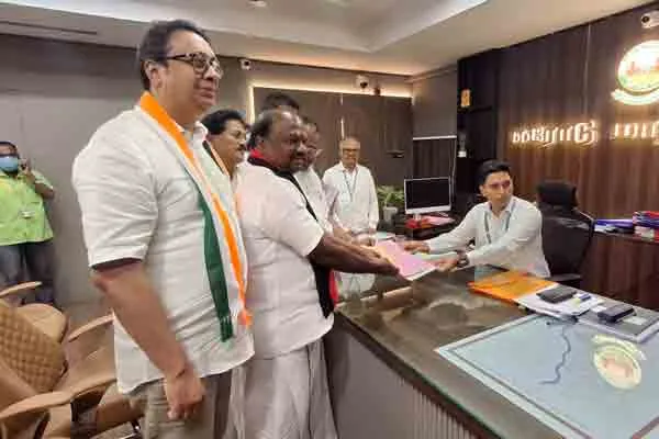 DMK candidate files nomination Erode East constituency by-election
