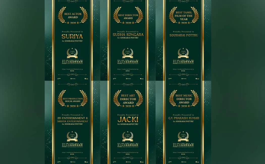 soorarai pottru film wins 6 awards osaka tamil International Film Festival