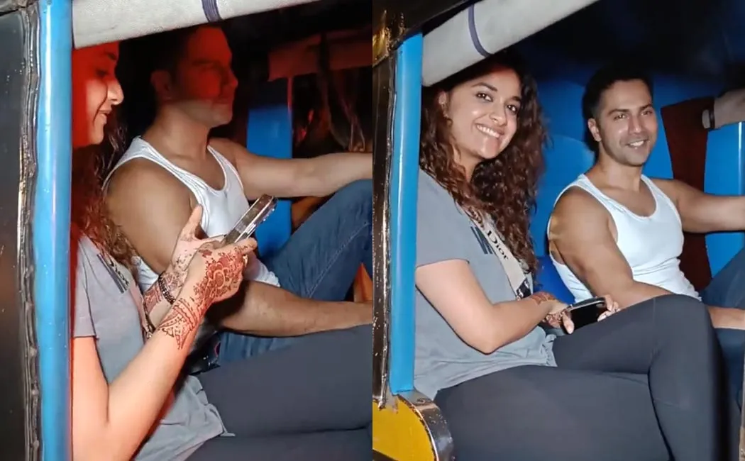 keerthy suresh varun dhawan auto ride video viral on social media 