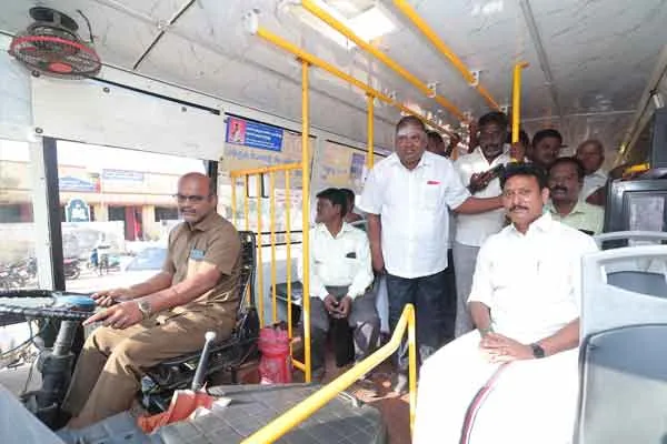 Minister anbil mahesh launches new bus service for students 