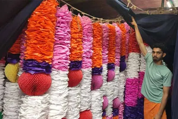  garland making work full swing Kulamangalam Ayyanar Temple festival