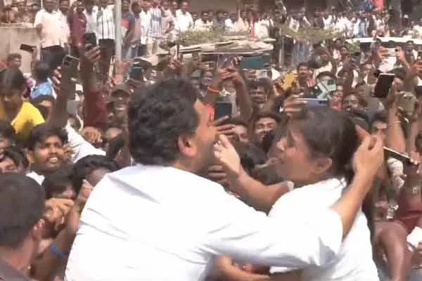 Jagan Mohan Reddy lovingly embracing a crying girl 