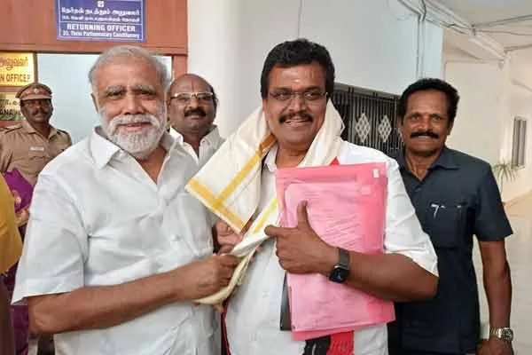 Minister I. Periyasamy congratulated Thanga Tamilselvan who filed his nomination  