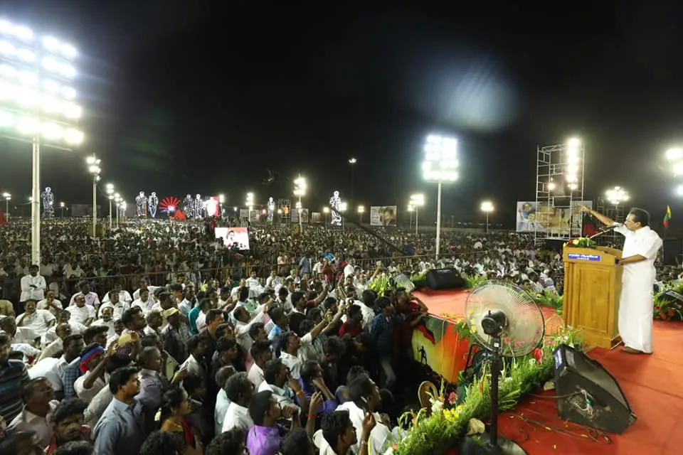 CUDDALORE DMK MEETING YESTERDAY STALIN SPEECH VOICE RAISED