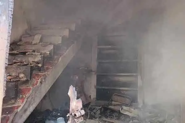   fire destroyed the entire two-story shoe store 