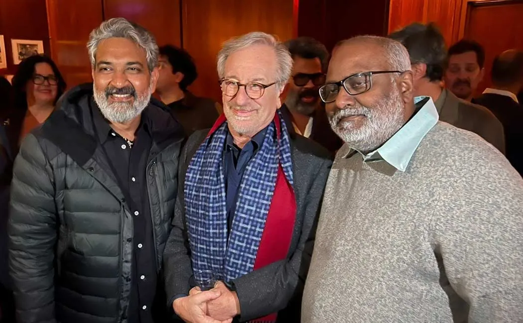 ss rajamouli and keeravani meet Steven Spielberg