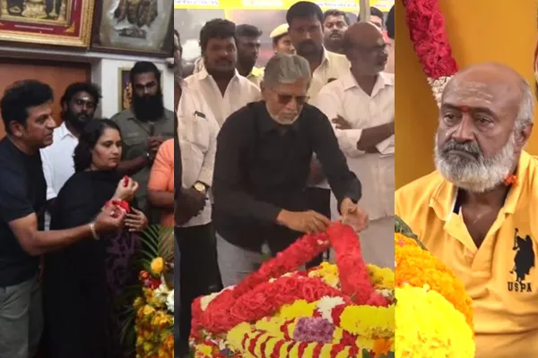 shivarajkumar sac ms bhaskar pays tribute to vijayakanth memorial 