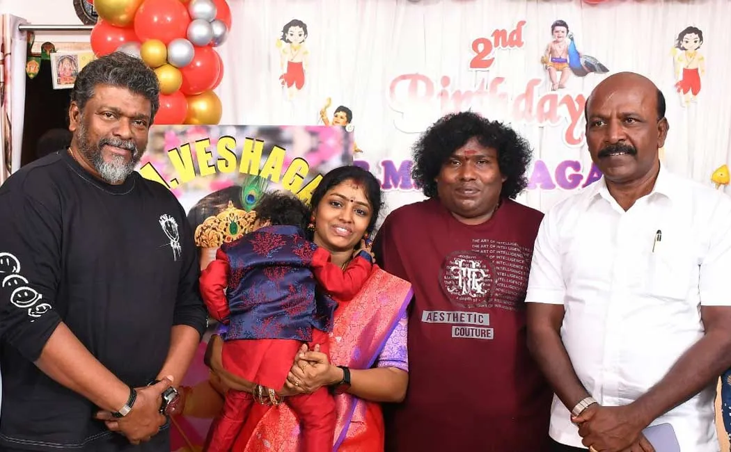 minister subramanian attend yogi babu baby birthday function 