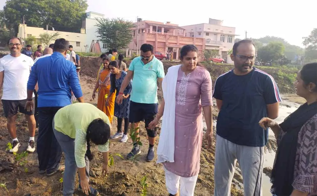 Doctors planting saplings in the Miyawaki method