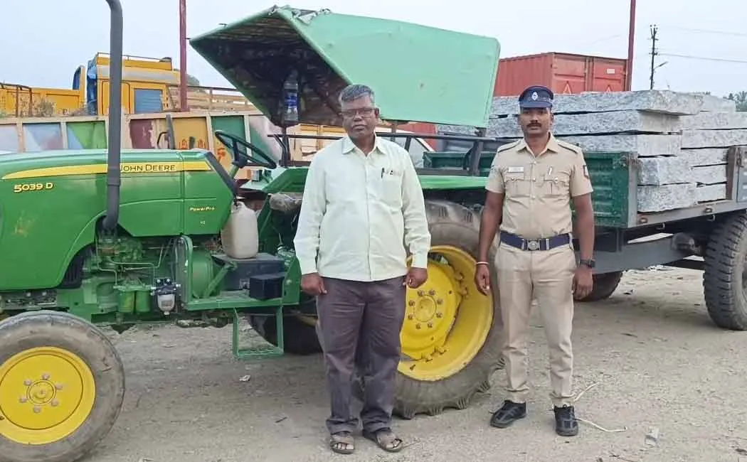 tahsildar confiscated the tractor and to handed it over  Police Station.