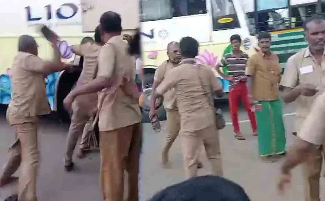 Govt bus driver and private bus driver beaten 