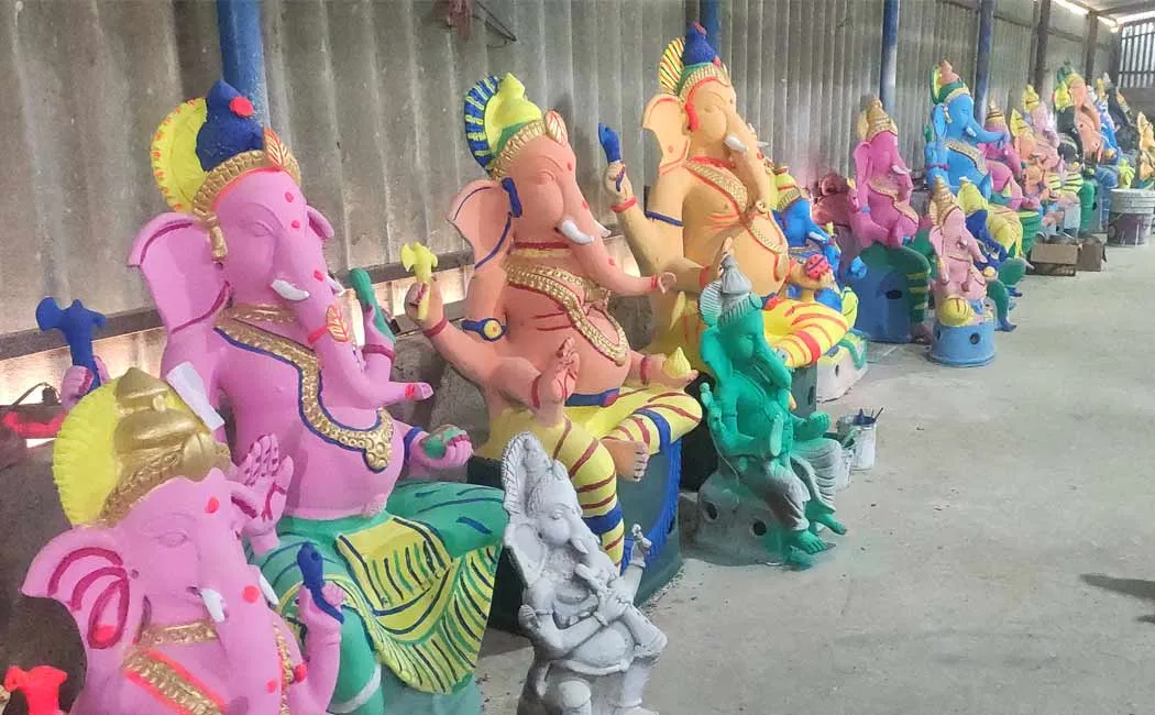 Clay idols of Ganesha ready for Ganesh Chaturthi..