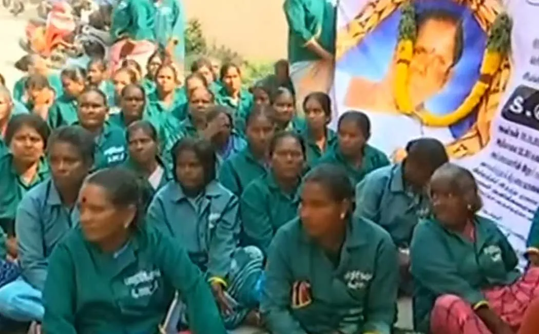 Sanitation workers are protesting to provide job security