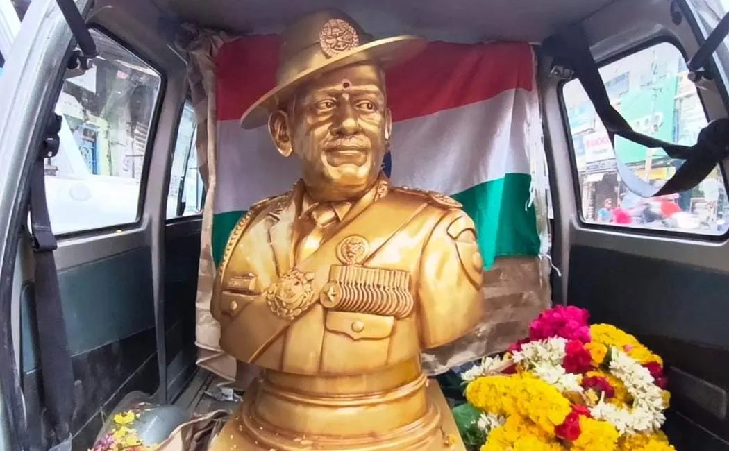 statue former Tri-Army Commander Bipin Rawat sent from Puducherry Delhi