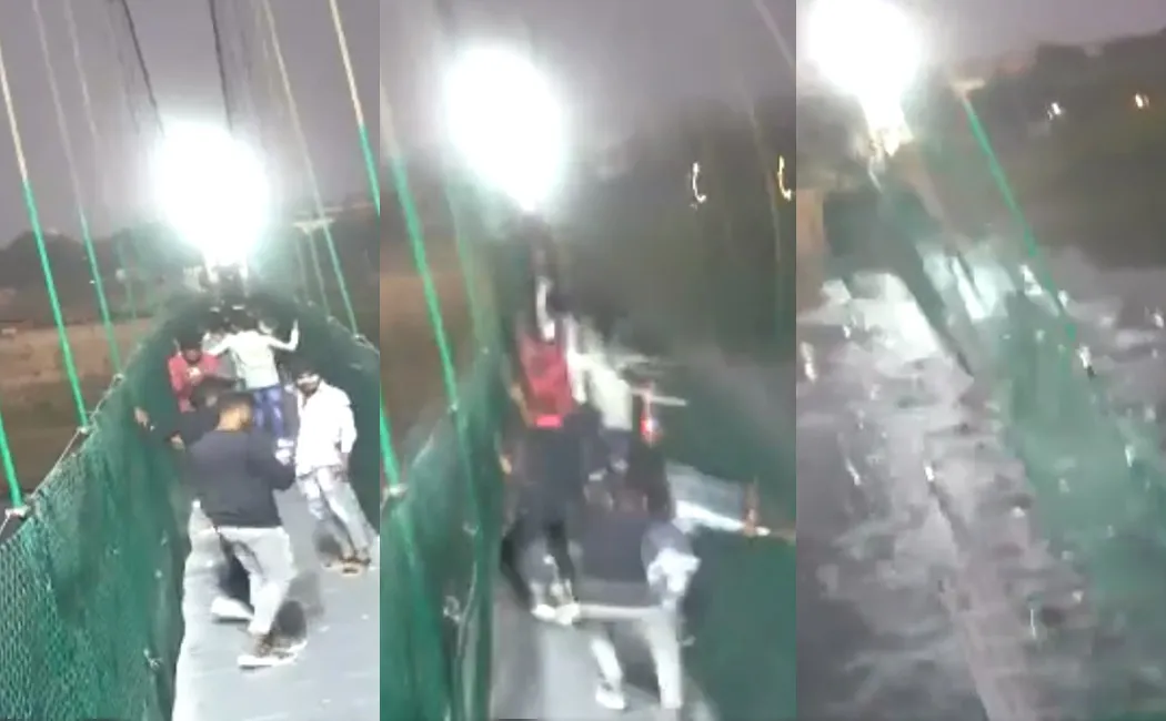 Morbi Cable Bridge Collapse cctv  FOOTAGE