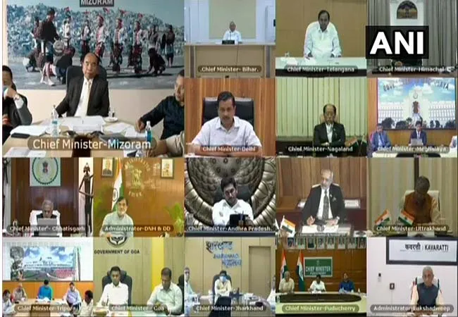 PM NARENDRA MODI VIDEO CONFERENCING MEETING ALL STATES CM  