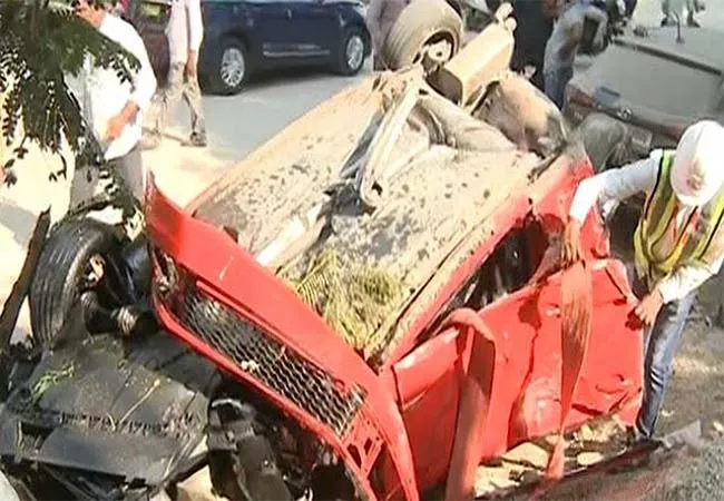 TELANGANA STATE FLYOVER BRIDGE CAR INCIDENT CCTV FOOTAGE POLICE 