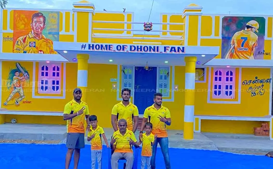 Home of Dhoni Fan one Dhoni Fan made his painted his home to support CSK 