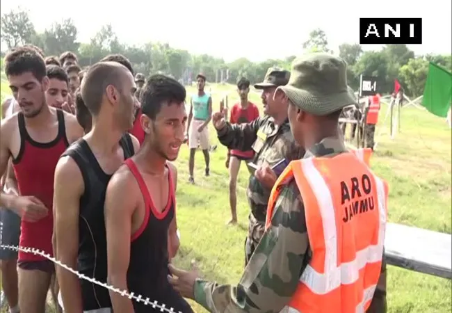 JAMMU&KASHMIR Army recruitment drive in REASI, earlier today.