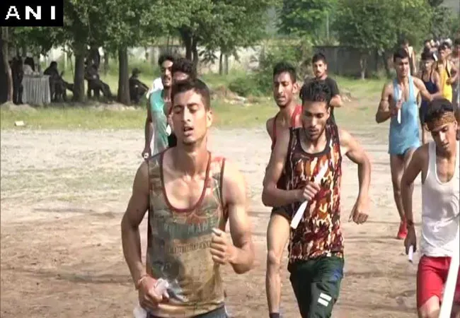 JAMMU&KASHMIR Army recruitment drive in REASI, earlier today.