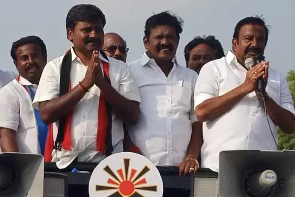 Minister KN Nehru campaign in support of DMK candidate Arun Nehru