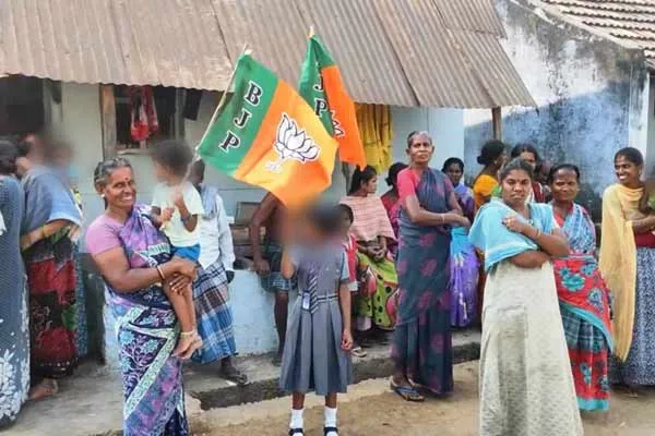 Controversy over BJP flag held by school students during Radhika campaign