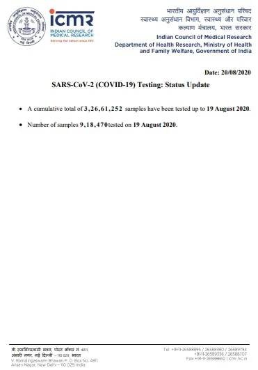 india coronavirus sample tested details icmr 
