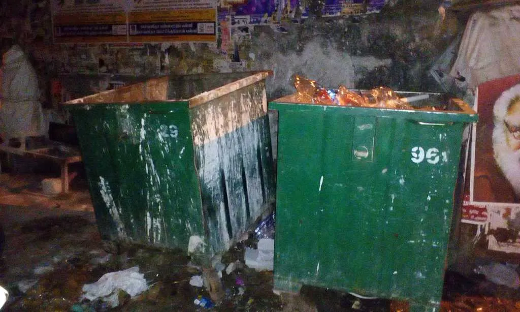 A girl who was thrown into a trash