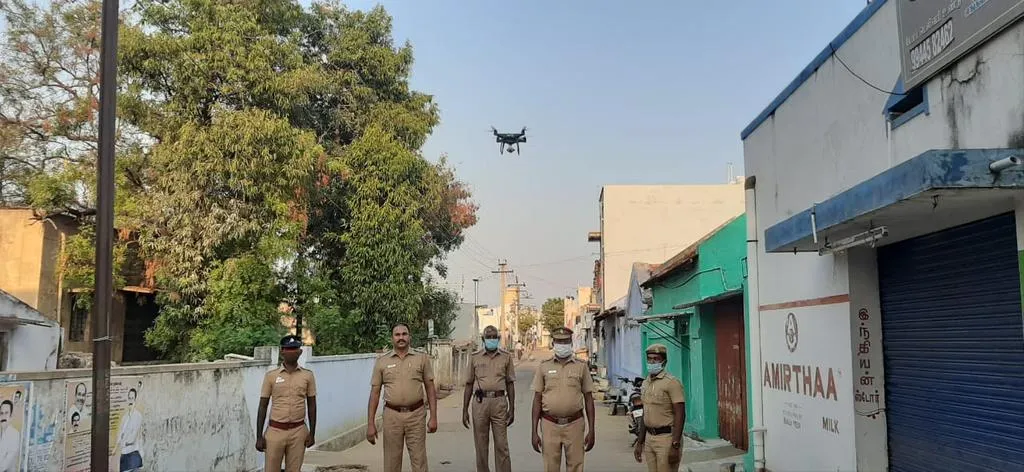  Heli cam viewing 'Erode' - Police Action
