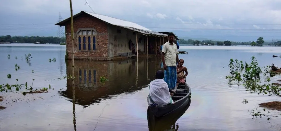 ASSAM PEOPLES AFFECTED IN HEAVY RAIN FALL, KAZIRANGA ZOO FULLY FLOOD