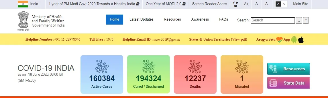 INDIA CORONAVIRUS MINISTRY OF HEALTH AND FAMILY WELFARE 