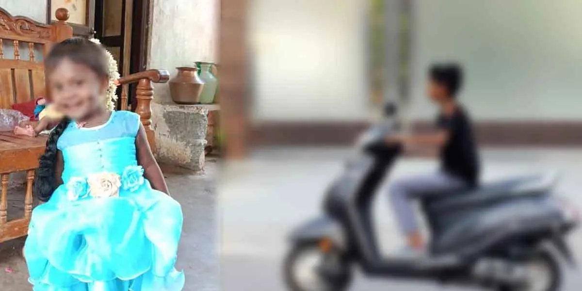 A 3-year-old girl after being hit by a two-wheeler driven by a 13-year-old boy!