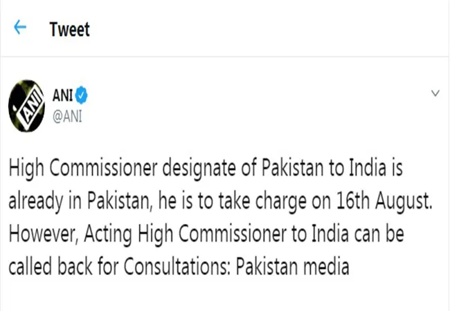 JAMMU KASHMIR ISSUE PAKISTAN HIGH COMMISSION RETURN