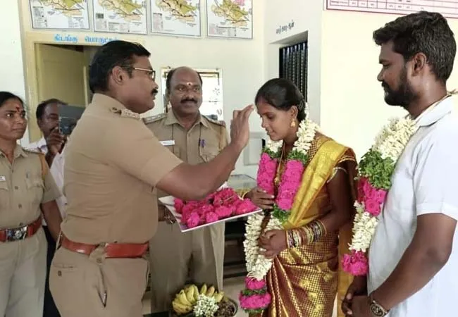 A baby shower for a female police officer at the police station...a loving couple!