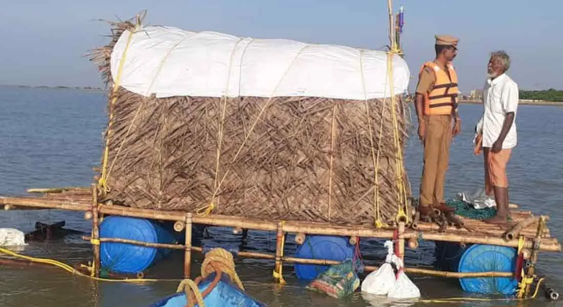 Fisherman meditating in a hut floating in the sea for the fifth day; The nagAI sensation