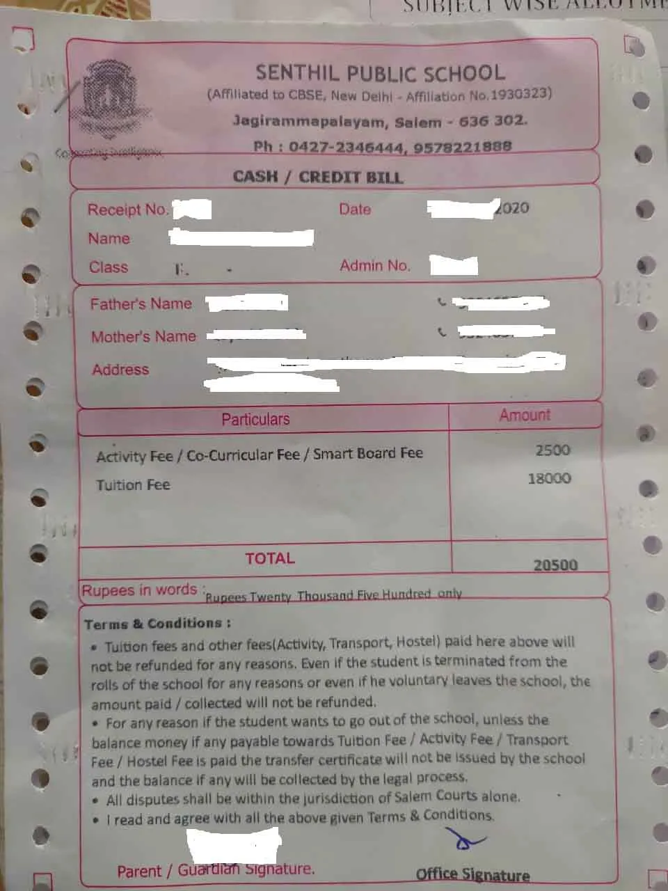 CBSE SCHOOLS FEE PARENTS SALEM DISTRICT 